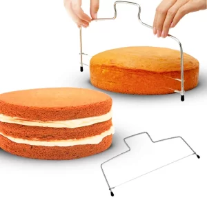 Cortador Fatiador Nivelador De Bolos Confeiteira Com Fio Duplo Ajustável Inox