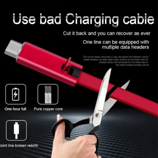 Cabo USB Ajustável Carregador De Celular Recarregável Para Cortar Reparo Rápido IOS Android Tipo C Linha Reutilizável Telefone