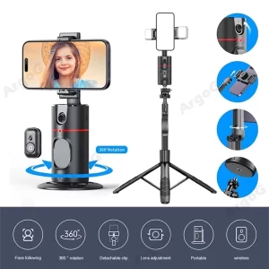 Estabilizador De Gimbal De Rotação ArgoG 360 Tripé De Rastreamento Automático De Rosto Com Suporte De Telefone Remoto