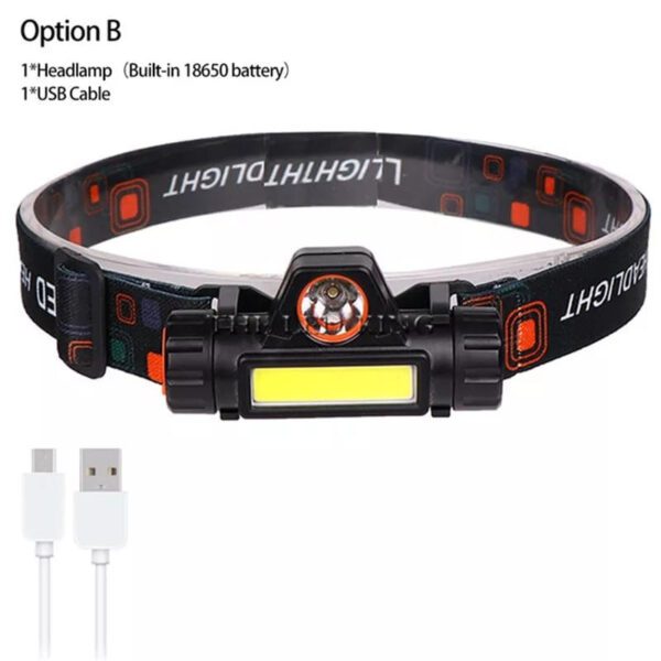 Lanterna de Cabeça Led COB Caminhada Pesca Ciclismo