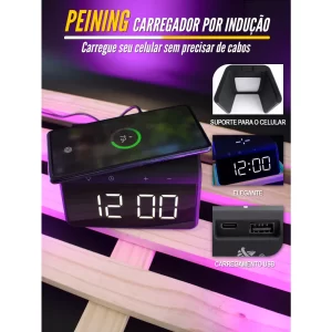 Relógio despertador com carregador de indução - Redentor
