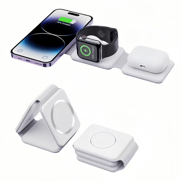 3 em 1 Carregador magnético sem fio dobrável para celular 15W Estação De Carregamento Rápido
