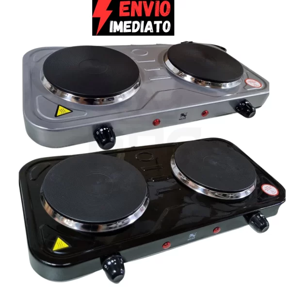 Fogão Fogareiro Elétrico Portátil Camping Inox 2 Bocas 2000W Cooktop 5 Temperaturas Qualquer Panela