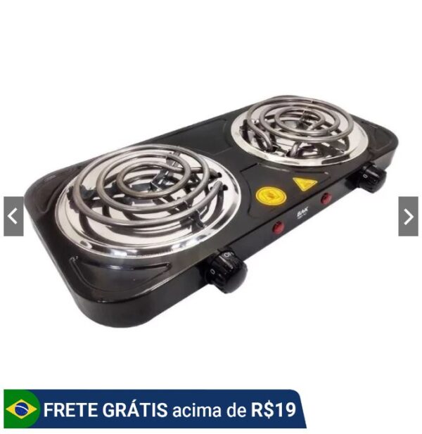 Fogareiro Elétrico 2000 Watts Fogão Cooktop Camping 2 Bocas