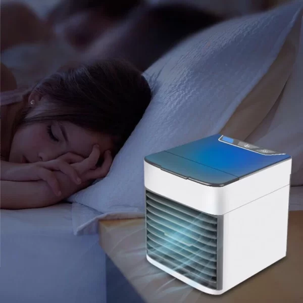 Mini Ar Condicionado Climatizador Umidificador Ventilador Portátil USB Led Quarto Sala Escritório Mesa Reservatório Alça